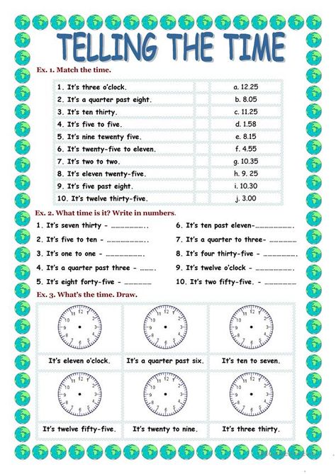 Clock Worksheets, How To Tell Time, Materi Bahasa Inggris, Telling Time Worksheets, English Exercises, Time Worksheets, Teaching Time, English Worksheets For Kids, Math Time