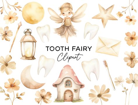 Tooth Fairy Illustration, Tooth Fairy Art, Tooth Clipart, Watercolor Whimsical, Fairy Clipart, Clip Art Png, Library Decor, Watercolor Illustrations, Art Png