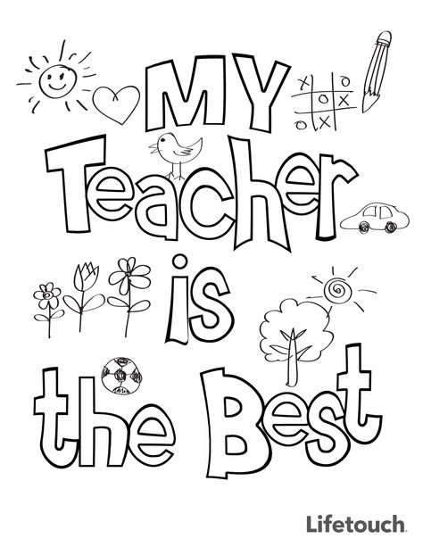 Teacher Appreciation Coloring Sheet Teacher Appreciation Coloring Sheets, Teacher Appreciation Coloring Page, Teacher Appreciation Week Printables, Happy Birthday Teacher, Preschool Vibes, Sock Bubbles, Aktiviti Prasekolah, I Love My Teacher, Selamat Hari Guru