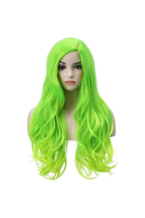 BERON 27 Inches Green Wig Long Curly Wig Neon Green Wigs Charming Full Wigs for Cosplay Girls Party or Daily Use Wig Cap Included Spike Cosplay, Neon Green Wig, Green Wigs, Wig Ideas, Green Wig, Long Curly Wig, Curly Wig, Full Wigs, Girls Party