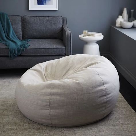 17 Best Beanbag Chairs of 2021: Leather, Faux Fur, and More | Architectural Digest West Elm Sofa, Bean Bag Living Room, Stylish Curtains, Playroom Furniture, Soft Bedding, Room Planning, Bag Chair, Bag Collection, Rustic Furniture