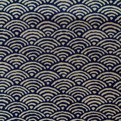 Lightweight cotton fabric features beige Seigaiha pattern (ocean wave) on navy backgrounds.   Please change the quantity in the drop down menu or in your shopping cart if you would like to purchase continuous yardage. For example, if you select a quantity of 2, you will receive a piece of fabric that measures 43 inches wide by 1 yard long.    Qty 1 = 1/2 (half) yard (18" x 43" wide) Qty 2 = 1 yard (36"x 43") Qty 3 = 1 1/2 yards (54"x 43") Qty 4 = 2 yards (72" x 43")  Please note that the colors Japanese Ocean Art, Japanese Patterns Traditional, Seigaiha Pattern, Blue Fabric Pattern, Japanese Wave Pattern, Origami Tattoo, Japan Pattern, Ocean Pattern, Ap Drawing