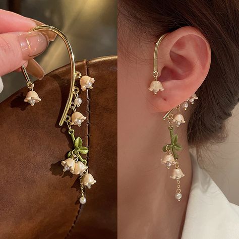 Smarter Shopping, Better Living! Aliexpress.com Lily Of The Valley Accessories, Ear Wrap Earrings, Floral Cuff, ดินปั้น Polymer Clay, Flower Ear, Pola Gelang, Wrap Earrings, Funky Jewelry, Fancy Jewelry