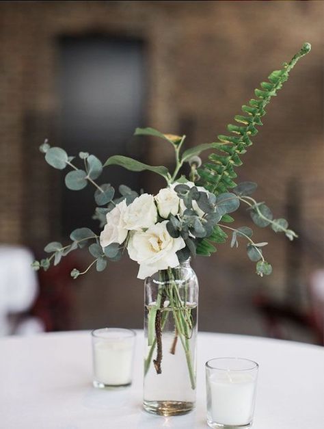 Greenery Wedding Centerpieces, Romantic Rustic Wedding, Greenery Centerpiece, Rose Centerpieces, Downtown Nashville, Simple Centerpieces, Bell Tower, Rustic Wedding Centerpieces, Wedding Flower Decorations