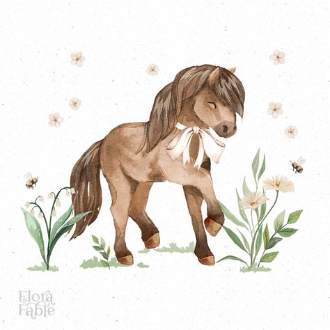 🤍 PONY TROT 🤍 Cute Horse Drawing, Pony Watercolor, Pony Illustration, Cookie Painting, Horse Template, Horse Watercolor, Painted Horses, Baby Pony, Horse Party