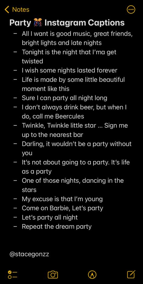 Party Instagram captions Party Aesthetic Captions, Party Caption Ideas, It's Been A While Caption, Instagram Captions For Events, Instagram Captions Drinking, Party Aesthetic Instagram Story, Quince Instagram Captions, Clubbing Instagram Captions, Club Captions For Instagram