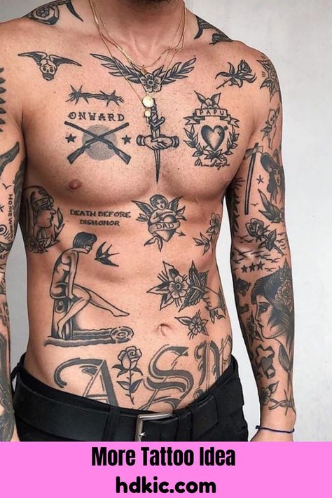 Tattoo Inspiration Men Chest, Mid Chest Tattoo Men, Center Chest Tattoo Men, Tattoo Chest Ideas, Viking Chest Tattoo, Pec Tattoo Men, Brown Skin Tattoo, Torso Tattoo Men, Symmetrical Chest Tattoo