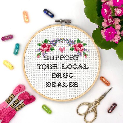 Excited to share this item from my #etsy shop: Support your local drug dealer Cross Stitch Pattern, quote cross stitch, Modern funny cross stitch, inappropriate subversive cross stitch Pixelated Art, Subversive Cross Stitches, Funny Embroidery, Cross Stitch Quotes, Funny Cross Stitch Patterns, Embroidery Funny, Subversive Cross Stitch, Nature Cross Stitch, Small Cross Stitch