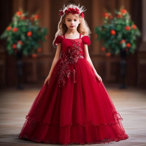 Kids Wedding Dresses for Girls Elegant Flower Princess Long Gown Teen Girls Birthday Dress Vestidos Party Long Gown, Long Gown Elegant, Princess Bridesmaid Dress, Girls Bridesmaid Dresses, Flower Princess, Wedding Dresses For Kids, Red Christmas Dress, Kids Wedding, Banquet Dresses