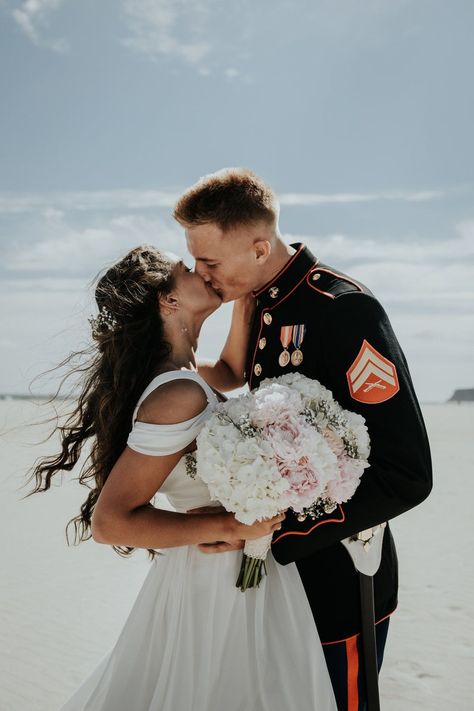 Military Wedding Marine, Coronado Beach San Diego, Beach Bride And Groom, Couple Bride And Groom, Marine Wedding, Beach Wedding Locations, Beach Wedding Decorations Reception, Beach San Diego, Beach Wedding Centerpieces