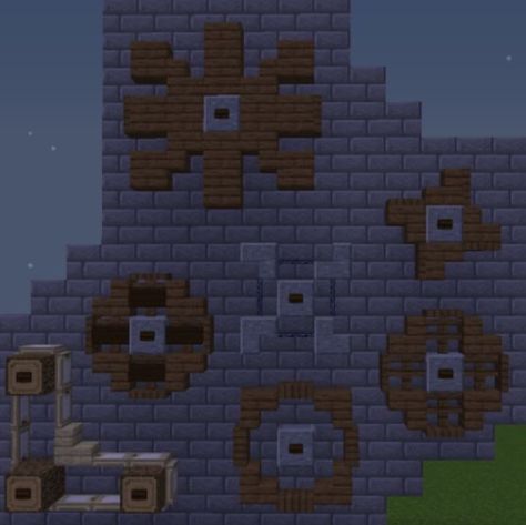 Gears Minecraft, Minecraft Gears Design, Minecraft Steampunk Decoration, Minecraft Gear Design, Gear Minecraft, Copper Minecraft Builds, Minecraft Gear, Minecraft Steampunk Builds, Minecraft Room Designs