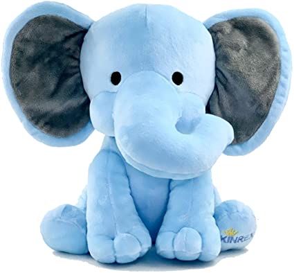 Amazon.com: KINREX Stuffed Elephant Animal Plush - Toys for Baby, Boy, Girls - Great for Nursery, Room Decor, Bed - Blue - Measures 9 Inches: Toys & Games Elephant Sitting, Elephant Soft Toy, Animal Home Decor, Elephant Plush Toy, Elephant Stuffed Animal, Elephant Toy, Teddy Bear Toys, Cool Gifts For Kids