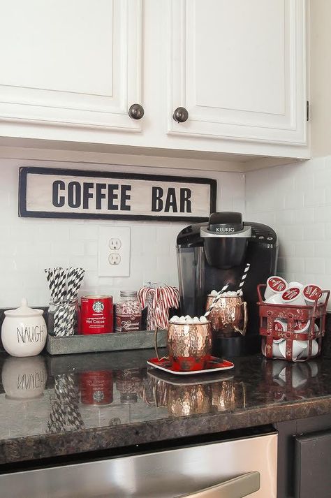 coffee station, coffee station ideas, diy coffee stations, coffee stations in kitchen, home decor Casa Retro, Bar Station, Classic Christmas Decorations, Apartment Decoration, College Apartment Decor, College Apartment, Coffee Station, First Apartment, Cool Ideas