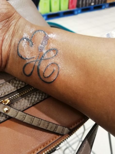 C Initial Tattoo, Heart With Infinity Tattoo, Infinity Tattoo On Wrist, Grey Ink Tattoos, J Tattoo, Japanese Tattoo Symbols, Initial C, Tattoos Infinity, Tattoo Symbols