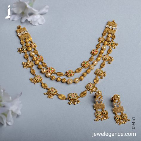 Adorn yourself in timeless elegance with our exquisite Jadtar necklace sets... . Search for the Product Code '09451' on www.jewelegance.com . #myjewelegance #jewelegance #jnecklaceset #goldnecklace #necklacelove #newdesign #jewellerydesign #onlineshopping #trendyjewellery #designdetails Gold Jwelery Designs, Gold Sets Jewelry Indian Design, Gold Set Design, Unique Gold Jewelry Designs, Necklace Set Gold, Jewel Design, Gold Bridal Necklace, Antique Necklaces Design, New Gold Jewellery Designs