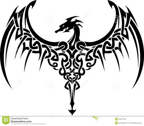 Celtic Dragon Tattoos, Tattoo Dragon, Dragon Silhouette, Design Dragon, Celtic Dragon, Dragon Tattoo Designs, Celtic Tattoos, Celtic Symbols, Wings Tattoo