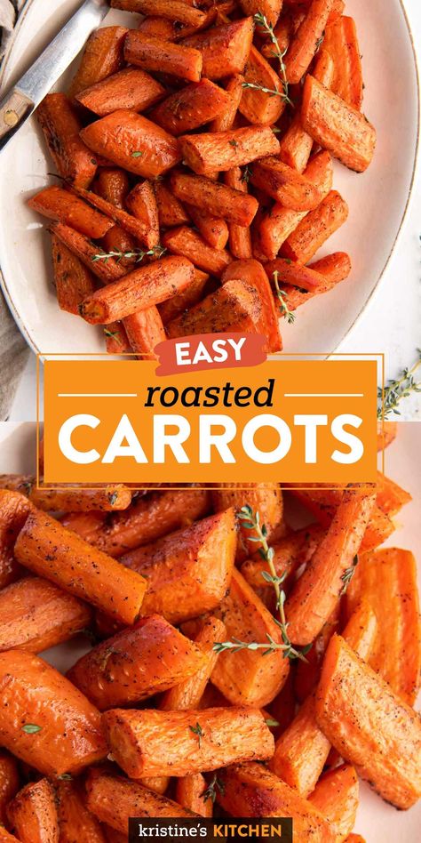 The Best Oven Roasted Carrots! Tender in the middle, caramelized on the edges, these carrots take just minutes to prep for the oven. This easy recipe is a favorite healthy side dish! Best Roasted Carrots, Carrots Recipe Healthy, Easy Carrot Recipes, Easy Roasted Carrots, Carrot Recipes Side Dishes, Carrots Healthy, Caramelized Carrots, Oven Roasted Carrots, Carrots Side Dish