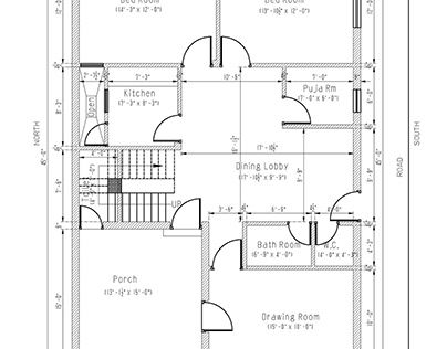 South West Residential Plan(30'x45') 30x45 West Face House Plans, 30x45 House Plans, Residential Plan, 20x30 House Plans, South Facing House, West Facing House, Architecture Advertising, 30x40 House Plans, Boys Shirts Pattern