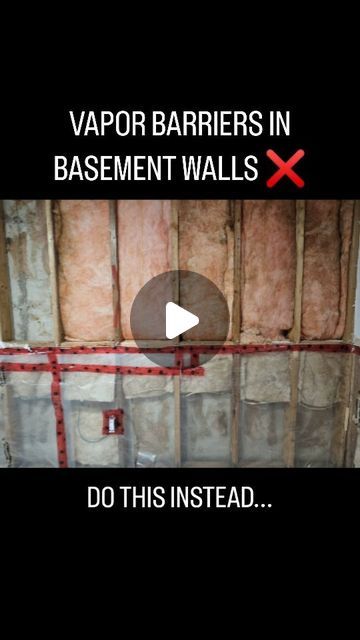 ASIRI Designs on Instagram: "Continuing Monday's discussion about vapor barriers, perhaps one of the worst places you can install a polyethylene vapor barrier is on framed basement walls. All you're doing is just trapping moisture that gets into the wall cavity, but it's even worse. We don't get the benefit of being able to drive through the below grade basement walls since the soils are always pretty much damp, and because there's usually damp proofing on the basement walls. You're basically creating a diaper for the basement walls, and eventually water is going to get inside and right away the framing, you might notice some musty smells or mold, and eventually it'll need to be remediated. We can control condensation on our basement walls by installing taped rigid foam boards, closed cell Faux Brick Wall Basement, Frame A Basement Wall, Spray Foam Basement Walls, Frame Basement Walls, Basement Wall Ideas Without Drywall, Waterproofing Basement Walls, Insulating Basement Walls, Framing A Basement, Framing Basement Walls