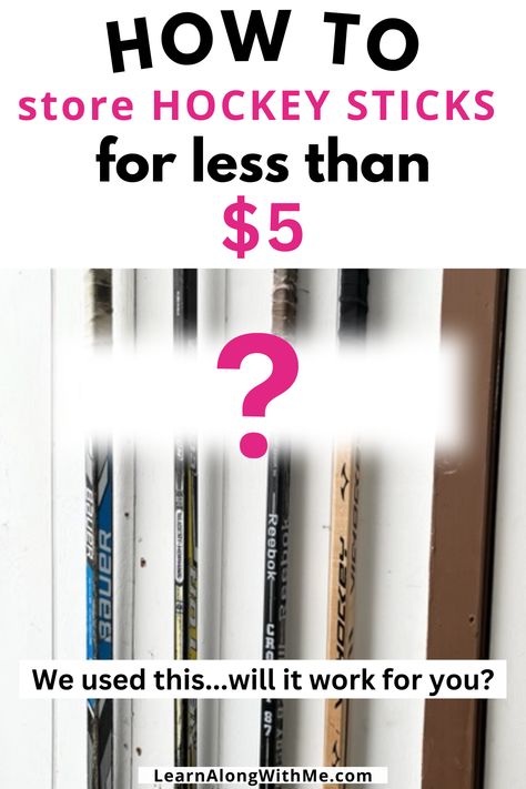 Hockey Stick Holder Diy, Hockey Stick Holder, Hockey Gear Storage, Hockey Stick Storage, Hockey Stick Crafts, Sports Gear Storage, Stick Storage, Hockey Gear, Broom Holder