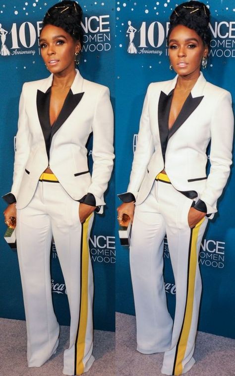 Women Suits Trends #womensuit #women #fashion #sneakers #fashionactivation #suittrend Janelle Monae Suit, Custom Suits For Women, Women’s Pant Suit Outfit, Blazer Suits For Women, Black Women In Suits, Pants Suits For Women, Suits And Sneakers, Moda Afro, Janelle Monae