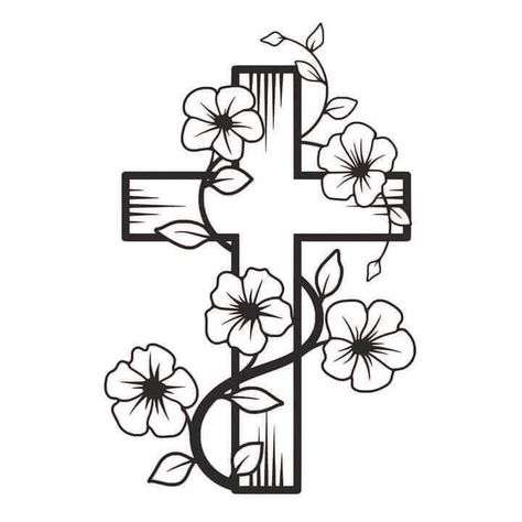 Drawing Of Crosses Faith, Oldies Drawings Cross, Cross Drawings With Flowers, Cross Patterns Design, Pretty Cross Drawing, Cross Drawing Sketches Simple, Cross And Flowers Drawing, Chicano Coloring Pages, Cross Drawings Easy