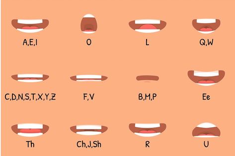 Mouth Letters Drawing, Mouth Moving Animation, Mouth Movement Animation, Mouth Animation Reference, Animation Mouth, Mouth Expressions, Mouth Animation, Human Mouth, Happy Birthday Drawings