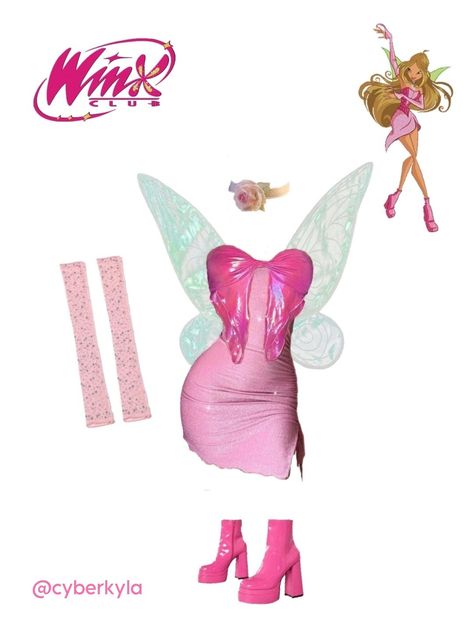 Group Halloween Costumes Winx Club, Blossom Winx Club, Winx Club Rave Outfit, Flora From Winx Club Costume, Flora Winx Club Outfit Halloween, Flora Winx Club Halloween Costume, Flora Outfits Ideas, Flora Winx Hair, Winx Club Kostüm