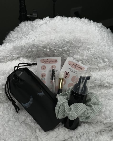 Get a lash care goodie bag with your first appointment. It includes: 1. Lash Shampoo 2. A Shampooing Brush 3. A Mascara Wand 4. An Aftercare/ Loyalty Card 5. And a Scrunchie Goodie Bag Ideas, Lash Care, Lash Tech, Mascara Wands, Loyalty Card, Goodie Bags, 2 A, Scrunchies, Lashes