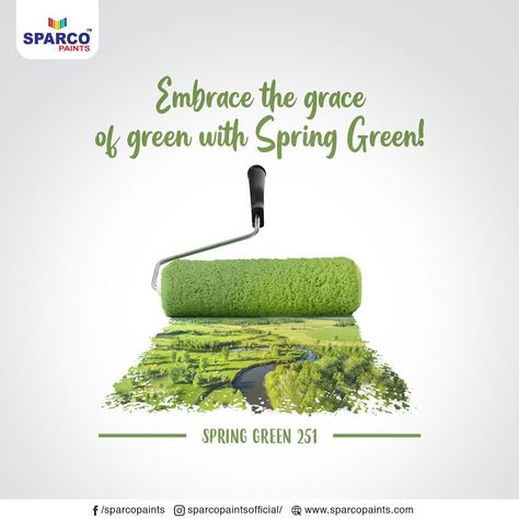 The summer is upon us and it's time to embrace the grace of green with Sparco Paints (Spring Green 251). Choose the color of nature this season for your space and feel the positivity it brings. #Sparcopaints #dropofperfection #Interior #Exterior #ShadesofPakistan #StainProof #StayHomeSaveLives #StopCorona Typography Ads, Green Marketing, Digital Advertising Design, Painted Post, Creative Advertising Design, Social Media Poster, Paint Brands, Social Media Design Inspiration, Creative Poster Design