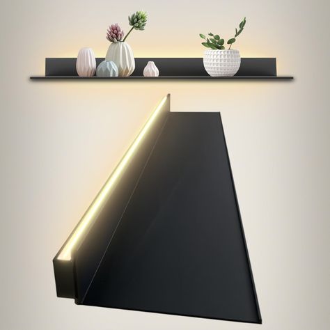 PRICES MAY VARY. STURDY AND RESISTANT: The unique floating display shelf is made of high quality aluminum alloy with built-in LED light and transformer combined with a beautiful minimalist design, sturdy and wear-resistant, bringing a warm feeling to your room while LED LIGHT STAND: LED floating shelves measures 80x23x6cm, 4mm thick, color temperature 4000K, only an kilowatt-hour/kwh is consumed in two days, can withstand 220 pounds of weight, safely store and display your favorite collectibles, Floating Shelf With Lights, Tv Wall Decor With Storage, How To Floating Shelf, Floating Shelf For Tv Components, Shelves In Nook Spaces, Apartment Friendly Floating Shelves, Creative Floating Shelves, Black Culture Home Decor, Led Light Shelves