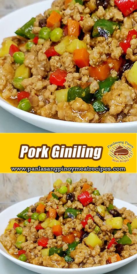 Pork Giniling, a delectable Filipino dish reminiscent of picadillo. #PorkGiniling Tortang Giniling Recipe, Pork Giniling Recipe Filipino Food, Giniling Recipe Filipino Food, Ground Pork Filipino Recipe, Filipino Picadillo Recipe, Picadillo Recipe Filipino, Pork Giniling Recipe, Filipino Picadillo, Giniling Recipe