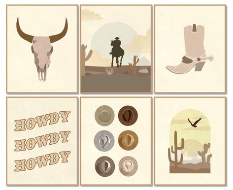 PRICES MAY VARY. Western Boho Room Decor Aesthetic - Our Country Canvas Poster Packs Are Ideal For Decorations Of Living Room, Bedroom, Bathroom, College Dorm, Kids' Room, Nursery Decor. The Pictures Prints Are Well Designed With Howdy Sign, Cowboy Hats, Cowgirl Boots, Highland Cow Skull & SouthWestern Landscape With Cowboy Riding A Horse Collage. Farmhouse Preppy Style - In Our Packages, 6 Pcs Unframed Canvas Prints Are Well Packed In Protective White Bubble Bags. Each Photo/print Is Printed Wi Howdy Sign, Horse Collage, Western Room Decor, Cowgirl Prints, Bathroom College, Hats Cowgirl, Southwest Nursery, Southwestern Landscape, Country Nursery