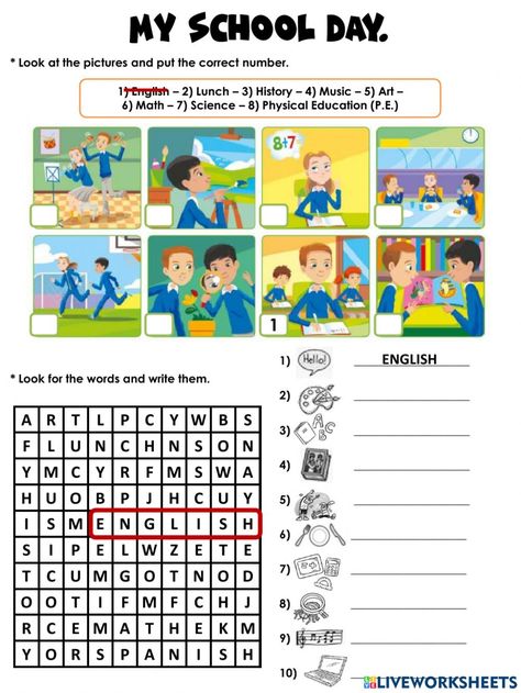 Primary Activity Day Ideas, Subject Worksheet, Primary School Activities, English Primary School, School Places, School Suplies, School Timetable, Grammar For Kids, School Jobs