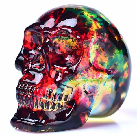 PRICES MAY VARY. What you will get: 1PC synthetic gemstone carving skull statues plating, size 2.8"*2.0"*2.3" (7*5*6cm), weight about 0.66lbs(300g). Please allow small bubble or black dot in the skull, it is unavoidable in the production process. Unique skull design: the crystal skull sculptures are featured with the perfectly refined facial details, electroplated in different pretty colors on the surface,such as red,blue,green,purple and more,gorgeous and eye-catching,providing you with more co Tiki Lights, Black Room Decor, Skull Statue, Gemstone Carving, Head Statue, Halloween Table Decorations, Yellow Textures, Mexican Skulls, Black Room