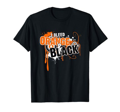 PRICES MAY VARY. Go Orange & Black! Support your favorite kids, college, pro or high school team with this awesome vintage black and orange team shirt. Great for kids, parents, mom, dad, students, group or fan during gameday Features a vintage sports design with distressed "I Bleed Orange & Black" text. Perfect for wearing at your next baseball, softball, basketball, soccer or football game day and a great way to support a high school or sports team. Lightweight, Classic fit, Double-needle sleev High School Football Playoffs, High School Football Shirts, Football Tshirt Designs, School Tshirt Designs, School Spirit Shirts Designs, Team Spirit Shirts, Football Shirt Designs, Football Team Shirts, School Spirit Shirts