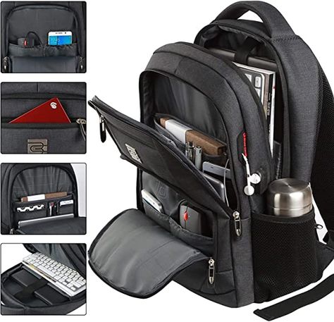 Laptop Backpack with USB Charging&Headphone Port,Anti-Theft Business Laptop Backpack with Breathable Padded Shoulder Strap, Water Resistant Computer Rucksack for School/Work/Travel : Amazon.co.uk: Computers & Accessories Slim Backpack, Waterproof Laptop Backpack, Travel Laptop Backpack, Compact Umbrella, Backpack Reviews, Business Backpack, Luggage Strap, Macbook Laptop, Laptop Rucksack