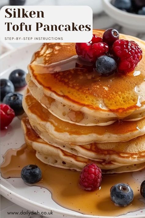 Silken Tofu Pancakes Vegan Buttermilk Pancakes, Silken Tofu Pancakes, Silken Tofu Breakfast, Tofu Pancakes, Breakfast Tofu, Silken Tofu Recipes, Tofu Breakfast, Light And Fluffy Pancakes, Freeze Pancakes