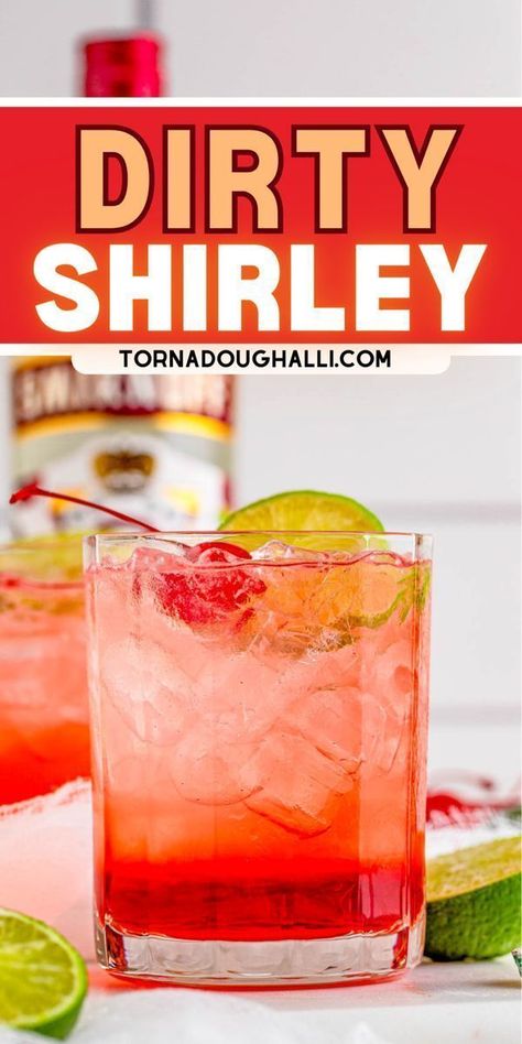 A Dirty Shirley is a cocktail version of the classic Shirley Temple. This recipe from Tornadough Alli is not too sweet, refreshing with a hint of tartness. This drink is a fun twist on the classic childhood drink, with the perfect combination of lemon, lime, and cherry! Dirty Shirley Temple, Dirty Shirley Recipe, Shirley Temple Recipe, Popular Summer Drinks, Dirty Shirley, Cherry Vodka, Strawberry Mojito, Easy Drink Recipes, Best Cocktail Recipes