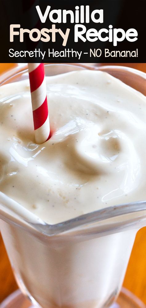 This deliciously thick and creamy vanilla frosty recipe is packed with protein and tastes like a homemade vanilla milkshake! #vegan #veganmilkshake #milkshake #vanilla #dessert #veganrecipe #vegandessert Ww Milkshake Recipe, Smoothies That Taste Like Milkshakes, Oat Milkshake Recipe, Smoothie That Tastes Like Milkshake, Healthy Vanilla Milkshake, Non Dairy Milkshake, Oatmilk Milk Shake, Almond Milk Milkshake, Vegan Milkshake Recipe