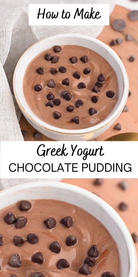 Greek Yogurt Chocolate Pudding (High Protein) Greek Yogurt Dessert Healthy, Greek Yogurt Chocolate, Greek Yogurt Dessert, Healthy Chocolate Pudding, Yogurt Chocolate, Chocolate Greek Yogurt, Chocolate Pudding Recipe, Yogurt Dessert, Chocolate Yogurt