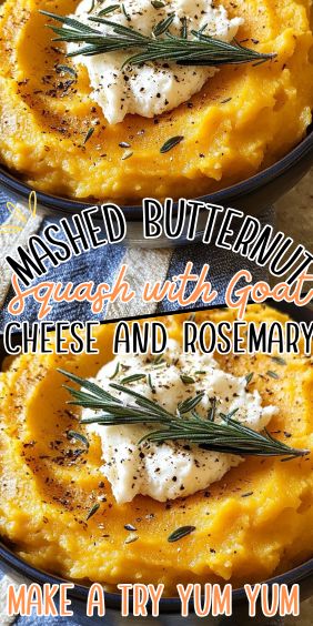 Mashed Butternut Squash with Goat Cheese and Rosemary Mashed Butternut Squash With Goat Cheese And Rosemary, Butternut Squash Recipes Goat Cheese, Squash And Goat Cheese Recipes, Goat Cheese Butternut Squash, Acorn Squash Goat Cheese, Mashed Squash Recipes, Mashed Butternut Squash Recipes, Thanksgiving Butternut Squash, Butternut Squash With Goat Cheese