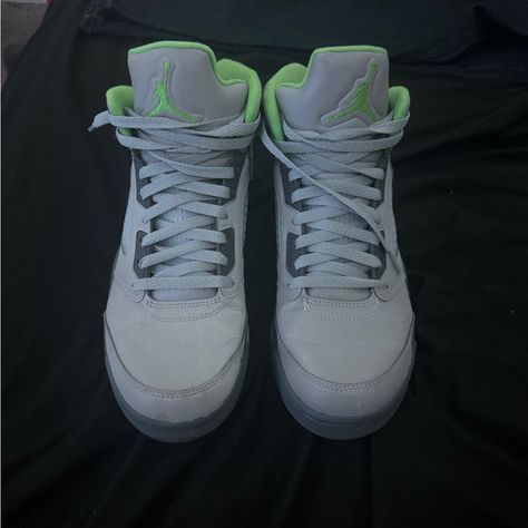 Green Bean Jordan 5s Size 9.5 Barely Used Small Crease Offers Welcome Green Bean Jordan 5s, Jordan Shoes Green, Jordan 5s, Shoes Green, Green Bean, Jordan 5, Jordans For Men, Gray Green, Jordan Shoes