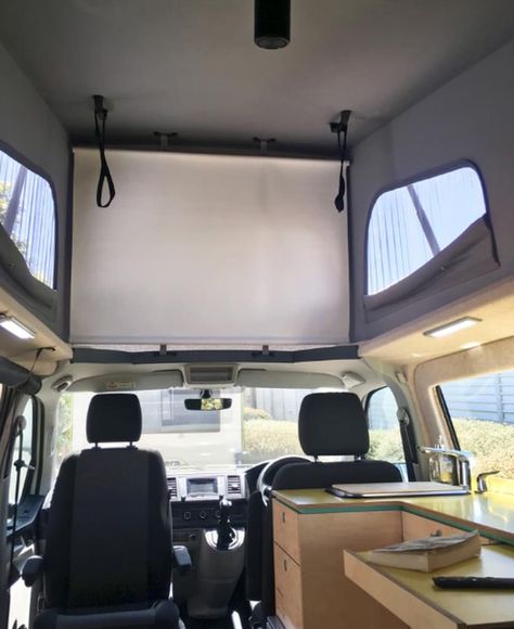 A custom built screen for your van allows you to watch Netflix and movies anytime anywhere! Perfect for entertaining the family and children. Vanagon Interior, Vw California Camper, Vw T5 Interior, T6 California Beach, Crockery Storage, Cinema Screen, Vw California T6, Vw California Beach, Campervans For Sale