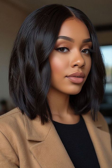 Long Bob Black Hairstyles, Short Bobs Haircuts For Black Women, Mid Length Hairstyles For Black Women, Short Hairstyle Women Black Hair, Shoulder Length Haircut Black Women, Shoulder Length Bob Black Women, Long Bob Hairstyles Black Women, Professional Hairstyles For Black Women, Long Bob Black Women