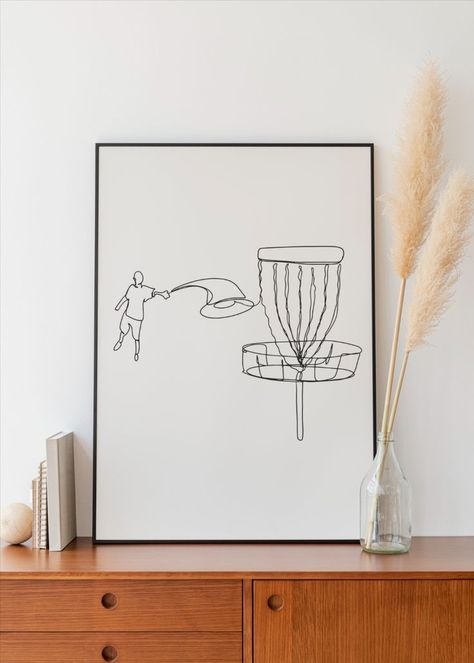 Golf Drawing, Drawing Room Decoration, Sketch Outline, Line Art Digital, Simple Sketch, Golf Art, Outline Drawing, Sports Prints, Custom Drawing