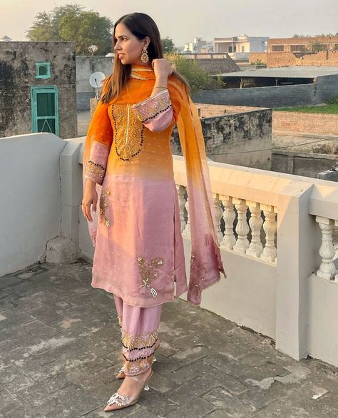 Double Shaded Suits Punjabi, Poetic Aesthetic, Embroidery Suits Punjabi, Suits Punjabi, Indian Fashion Trends, Couples Hugging, Rangoli Border, Boutique Suits, Bridal Dress Fashion