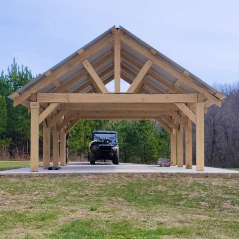 Timber Frame Gazebo, Timber Frame Pavilion, Post And Beam Construction, Timber Pergola, Gazebo Plans, Timber Frame Construction, Small Barn, Carport Designs, Outdoor Pavilion