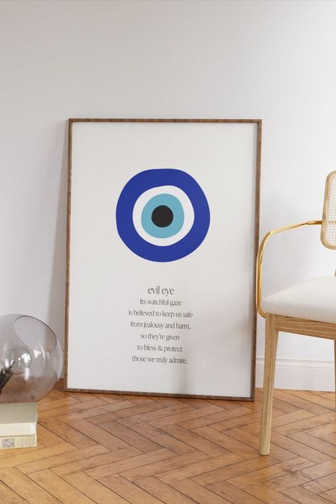 Evil Eye Wall Art, Eye Wall Art, Mediterranean Art, Spiritual Wall Art, Home Decor Blue, Eye Decor, Eye Print, Trendy Home Decor, Etsy Art Prints