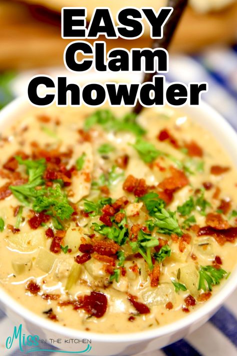 This is the best clam chowder recipe and can be on the table in under an hour; it makes a great weeknight dinner that everyone will love. Clam Chowder Recipe New England Crockpot, Easy Clam Chowder Recipe Simple, Boston Clam Chowder Recipe, Clam Chowder With Canned Clams, Clam Chowder Recipe New England, Easy Clam Chowder Recipe, Best Clam Chowder Recipe, Quick Chicken And Dumplings, Best Clam Chowder